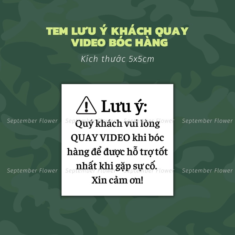 Tem Lưu ý Khách Quay Video Bóc Hàng Có Keo Dán Dẵn