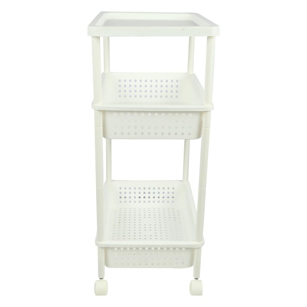 HomeBase KEYWAY Kệ 3 tầng bằng nhựa có bánh xe AH-53WH Thái Lan W32.5xH78.1xD48cm màu trắng