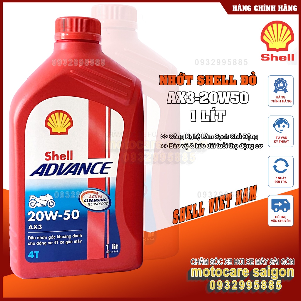 NHỚT SHELL ADVANCE AX3 20W-50 1L Nhớt dành cho xe số