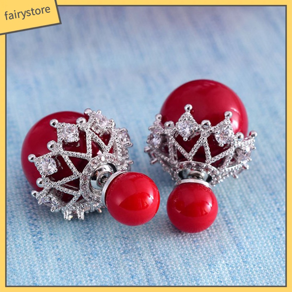 Khuyên Tai Phối Ngọc Trai Giả Xinh Xắn Cổ Điển Cho Nữ