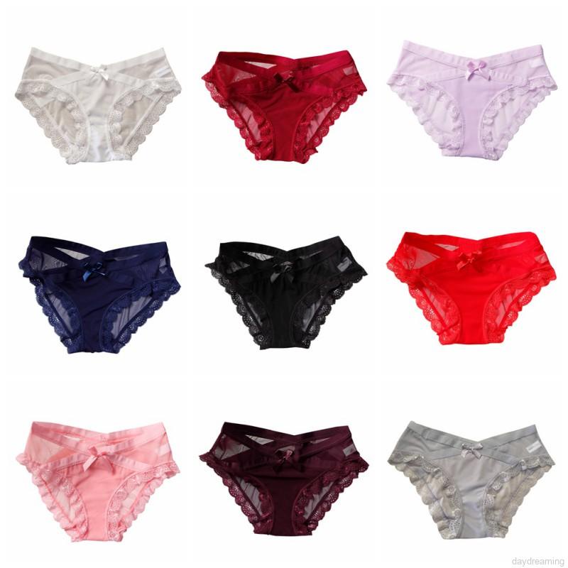 Quần lót cotton lưng thấp màu trơn đơn giản cho nữ