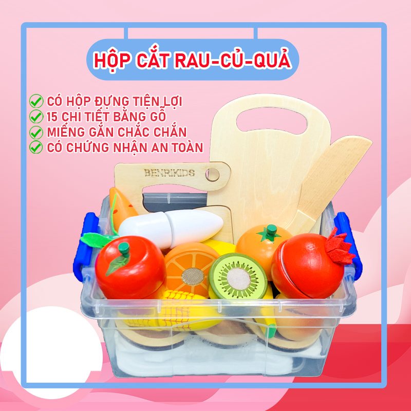 Bộ Đồ Chơi Đồ Hàng Bằng Gỗ Độc Đáo Giúp Các Em Làm Quen Và Học Cách Cắt Hoa Quả Và Rau Củ