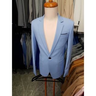 Áo vest nam ôm body màu xanh da trời chất vải dày mịn co giãn