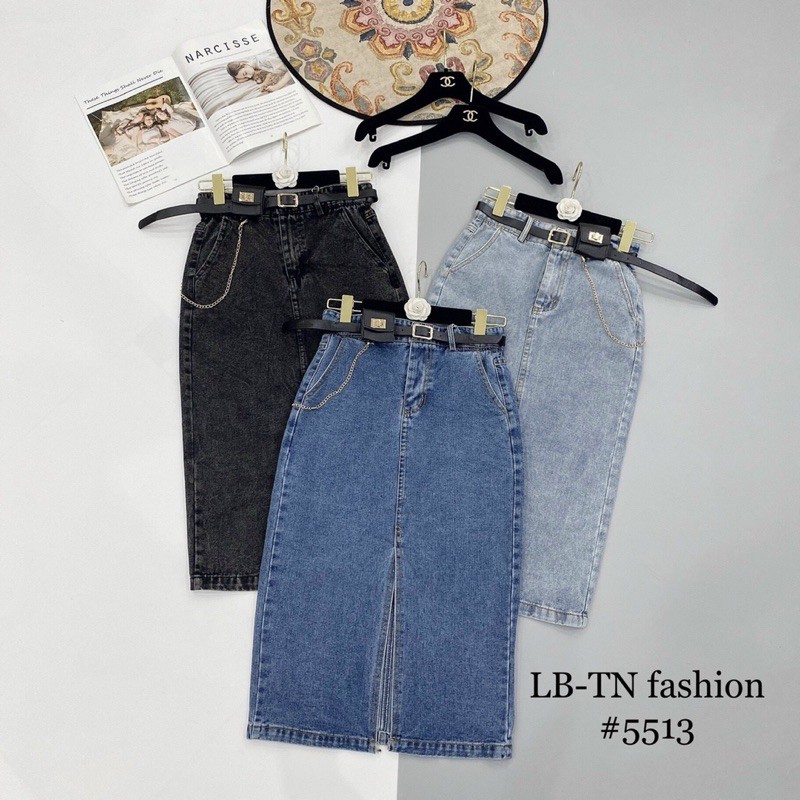 CHÂN VÁY BÒ DÁNG DÀI KÈM ĐAI XÍCH | BigBuy360 - bigbuy360.vn