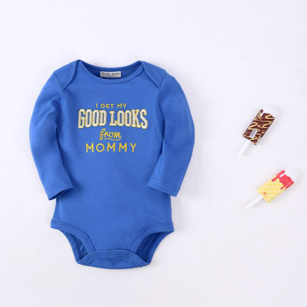 Áo liền quần Sanlutoz cotton tay dài màu xanh dương cho em bé