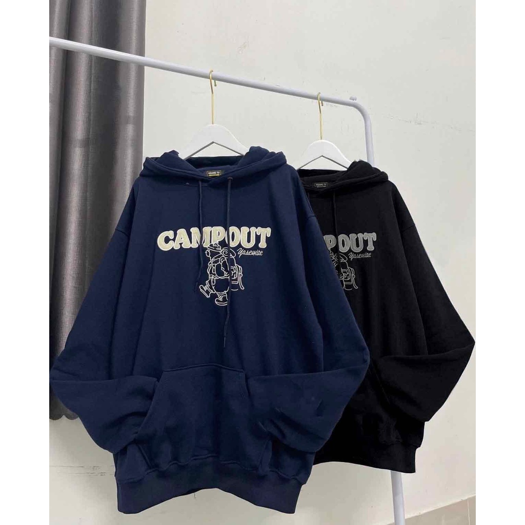 Áo hoodie nỉ nam nữ UNISEX from rộng dày dặn thêu gấu CAMPOUT- Áo nỉ có mũ hoodie thu đông phong cách hàn quốc ulzzang
