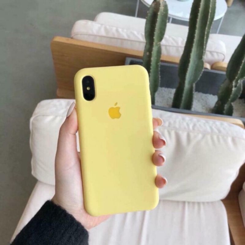 Ốp Lưng Iphone - Ốp Lưng Logo Táo Lót Nỉ Chống Bẩn Chống Trầy Màu Vàng - Dành Cho Đủ Dòng iPhone