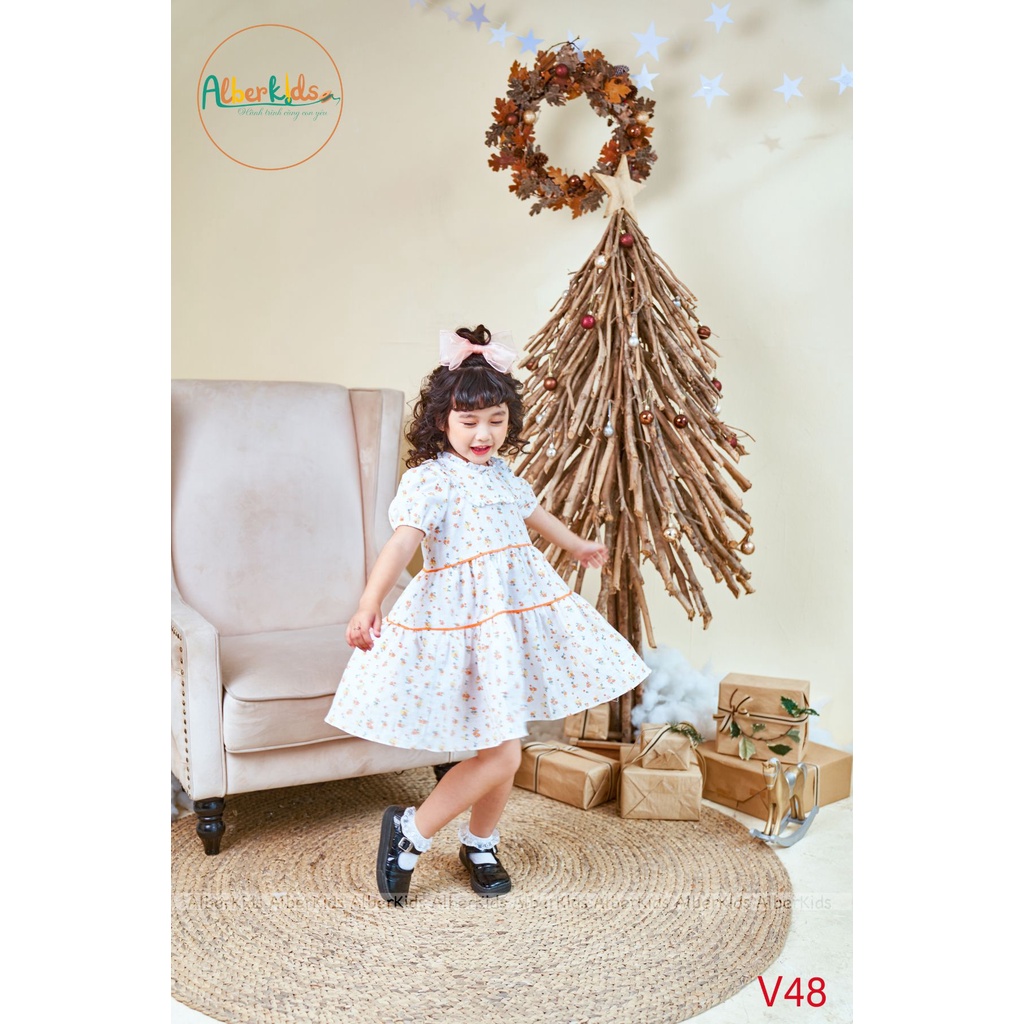 Váy bé gái ALBERKIDS ngắn tay họa tiết Elli dress công chúa xinh đẹp cho trẻ em từ 2,3,4,5,6,7,8,9,10,11,12 tuổi [V48]