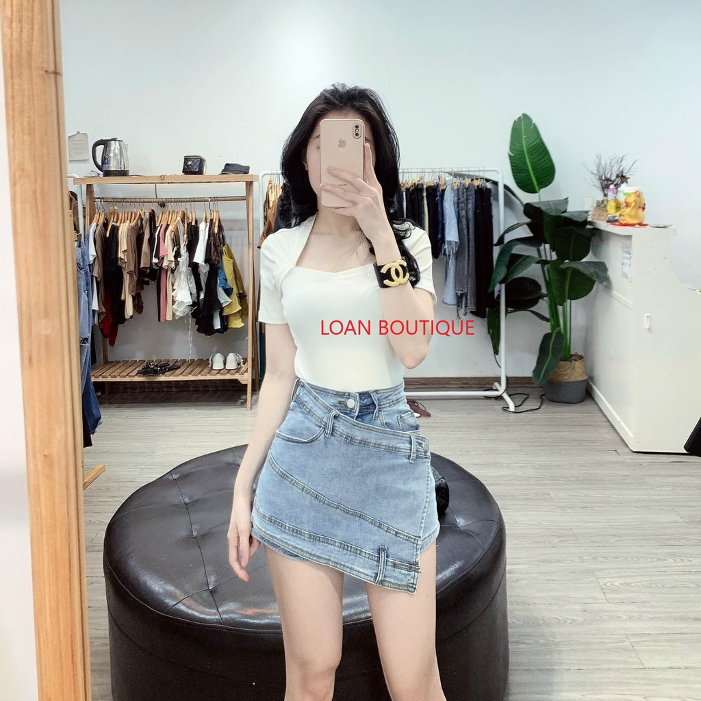 CHÂN VÁY BÒ KIỂU🍀QUẦN VÁY JEAN VẠT LỆCH SANG CHẢNH | BigBuy360 - bigbuy360.vn