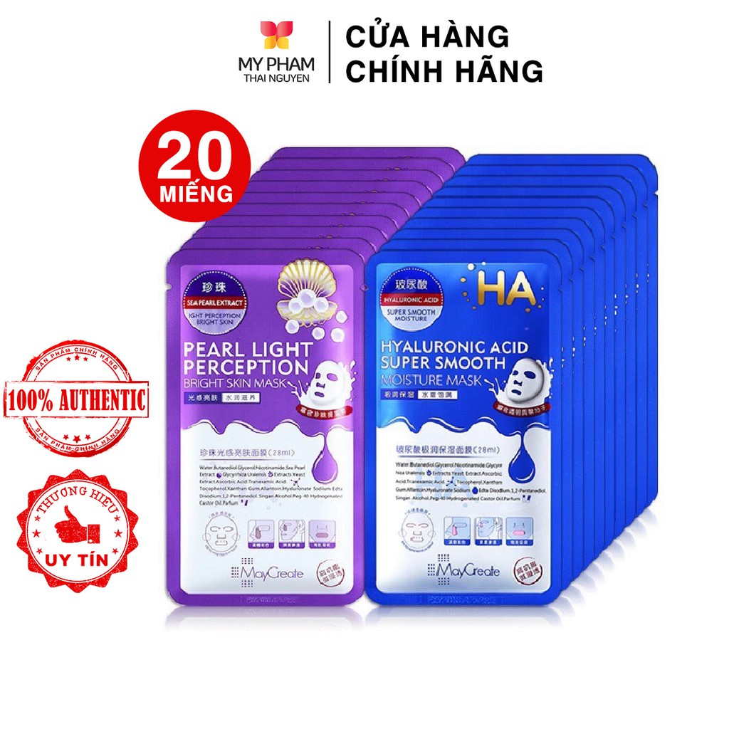 [CHÍNH HÃNG] Hộp mặt nạ cấp ẩm - dưỡng trắng HA (20 miếng)