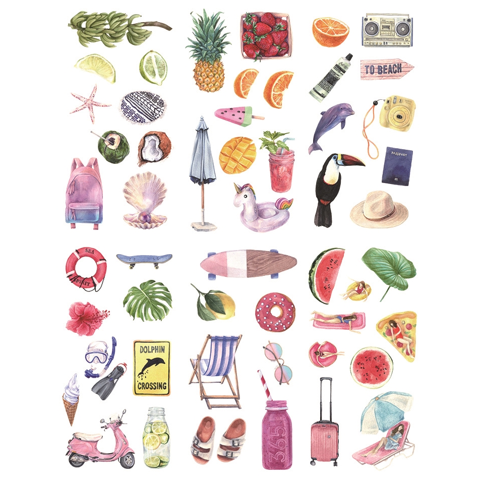 Bộ 6 cái nhãn dán washi 27 kiểu dễ thương