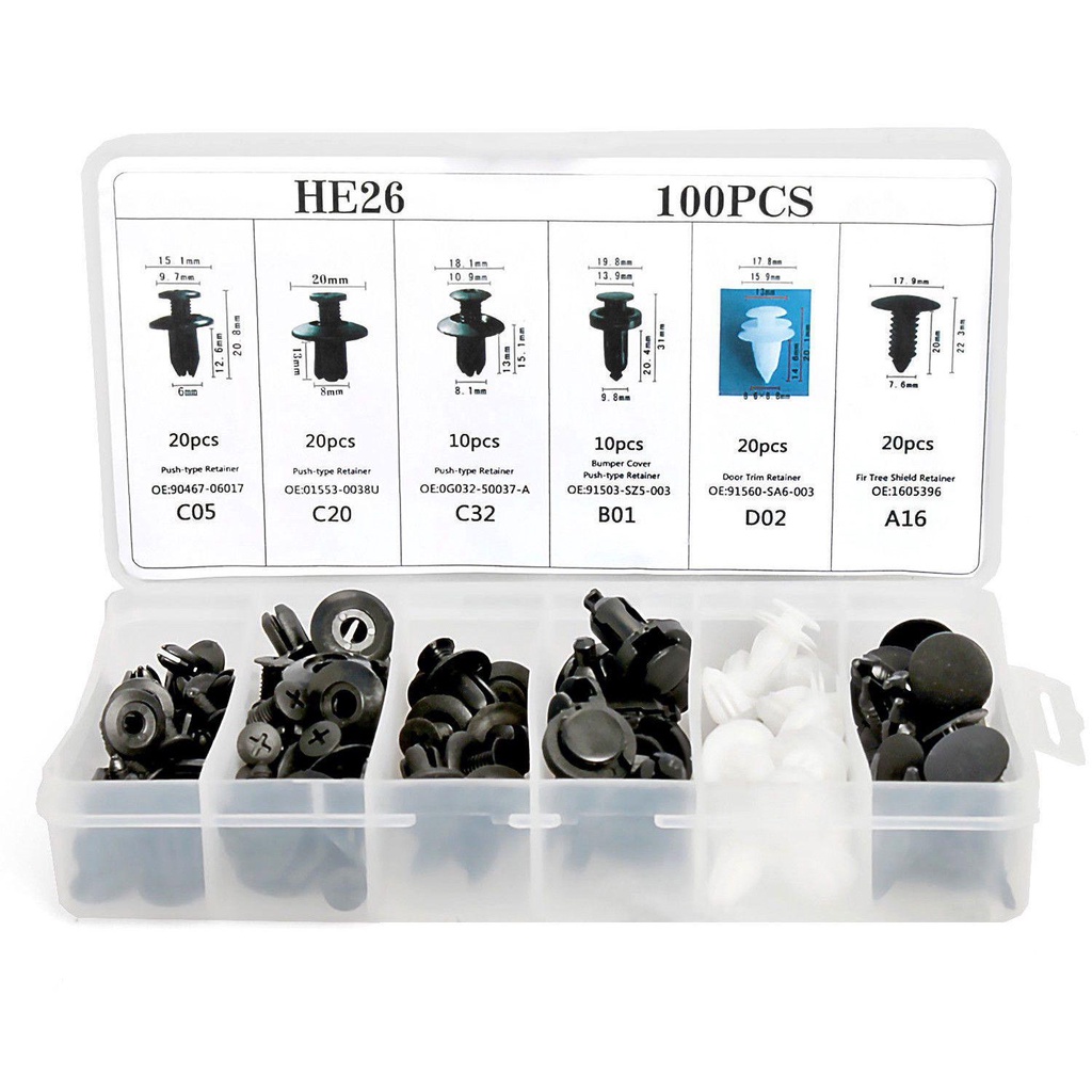 Set 100 Đinh Tán Bằng Nhựa Phụ Kiện Cao Cấp Cho Xe Ô Tô Fender