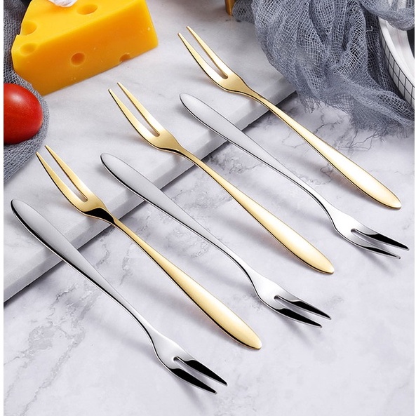 🍉Dĩa Inox Cao Cấp Mạ Vàng/ Mạ Bạc 13cm - Dĩa Ăn Trái Cây Loại Đẹp DUASHOP.