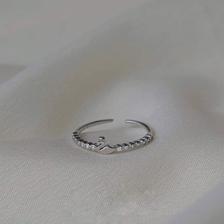 Nhẫn bạc nữ chuẩn bạc 925 thật DaLiA Jewelry nhẫn hở hình con vịt con lon ton đáng yêu