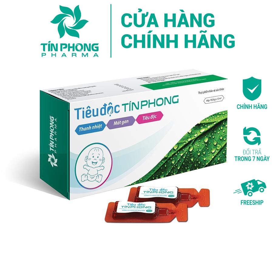 Tiêu Độc TÍN PHONG Giúp Thanh Nhiệt, Giải Độc, Làm Mát Gan, Giảm Mẩm Ngứa, Mề Đay An Toàn Tiện Lợi Hộp 18 Ống TTP005