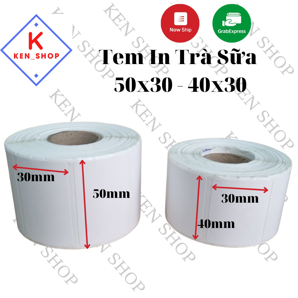 Giấy in tem trà sữa 50x30 (950 tem), 40x30 ( 800 tem) decal nhiệt, giấy in tem dán trà sưa, trà chanh.