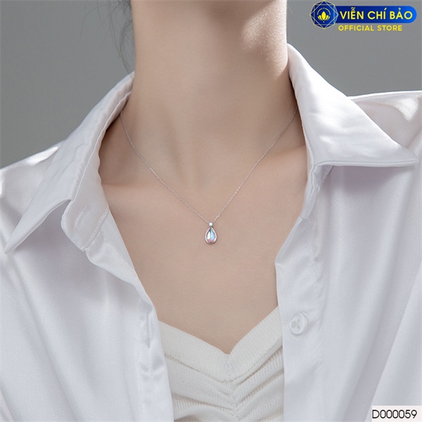 Vòng cổ bạc nữ giọt nước Moonstone chất liệu bạc 925 thời trang phụ kiện trang sức nữ Viễn Chí Bảo D000059