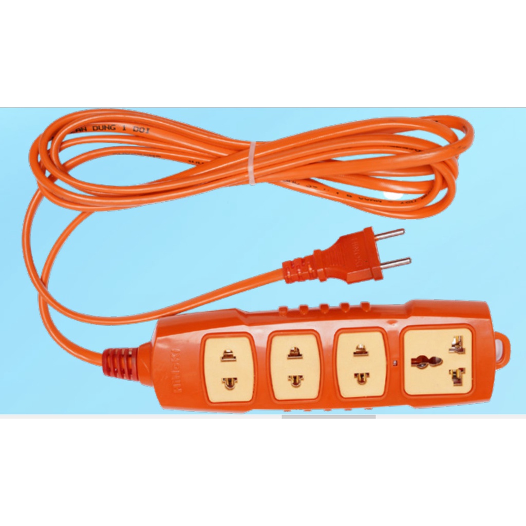 Ổ CẮM ĐIỆN CHỐNG CHÁY DÂY DÀI 3M TIỆN LỢI, BA CHÂN, CHỊU TẢI CAO 6000W, CHỐNG VA ĐẬP, HINOKI