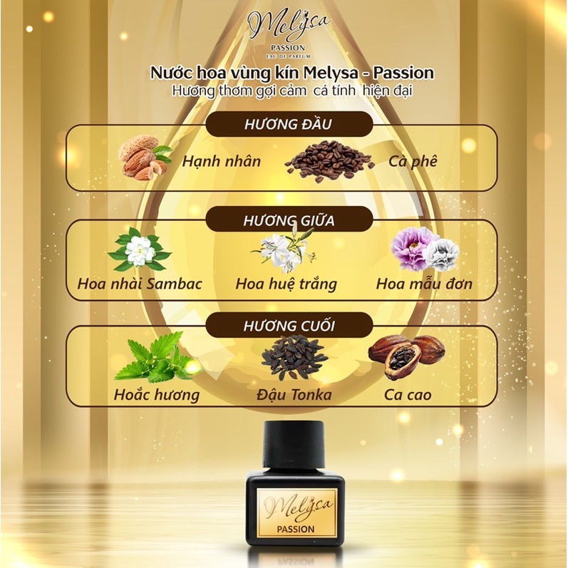 Nước Hoa Vùng Kín MELYSA PASSION10ml Nước Hoa Bím Thơm Lâu Giúp Cô Bé, Cậu Bé Thơm Gợi Cảm, Cá Tính, Hiện Đại Melysa