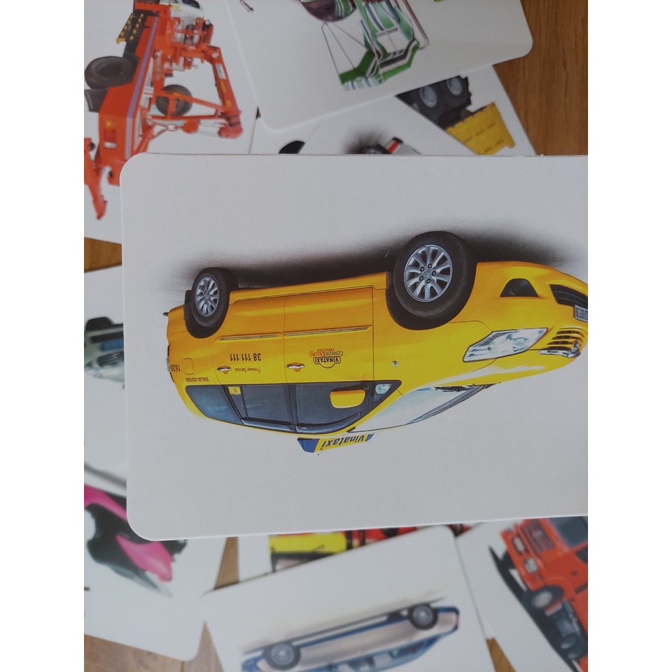 Thẻ học thông minh kích thước lớn 12x16cm chủ đề giao thông -  Flashcard TGXQ Glenn doman chuẩn