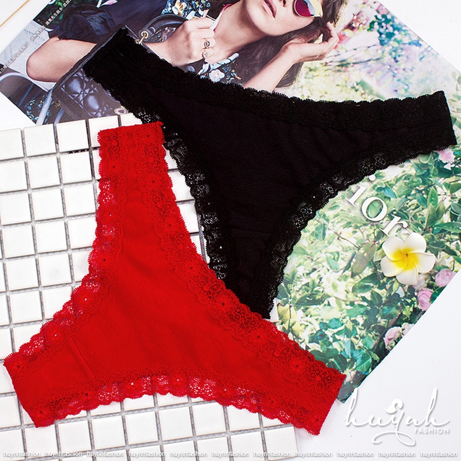 Quần lót cotton lọt khe viền ren sexy - C03