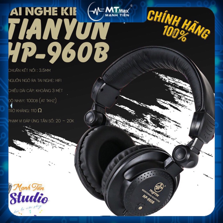 MT MAX Tai nghe kiểm âm TIANYUN HP960 dành cho kiểm âm DJ hoặc thu âm ca hát - nghe nhạc siêu đỉnh - hàng chất giá siêu