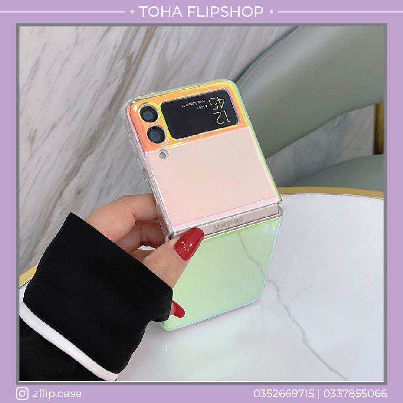 [HÀNGSẴN] Ốp lưng Samsung Z Flip 3 / Z Flip 4 trong suốt hologram đính hoa / Z Flip3 / ZFlip3 / Z Flip4/ ZFlip4