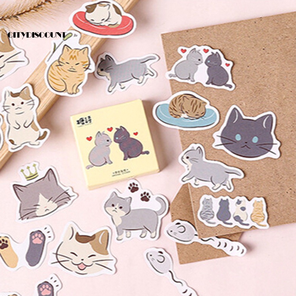 Bộ 45 nhãn dán dùng trang trí phong cách chú mèo dễ thương | BigBuy360 - bigbuy360.vn