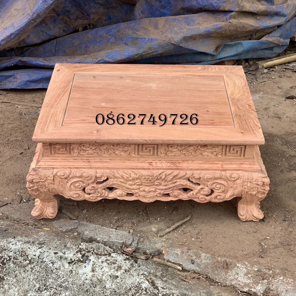 Chân Đế Rồng Song Long Gỗ Hương Cao 15cm