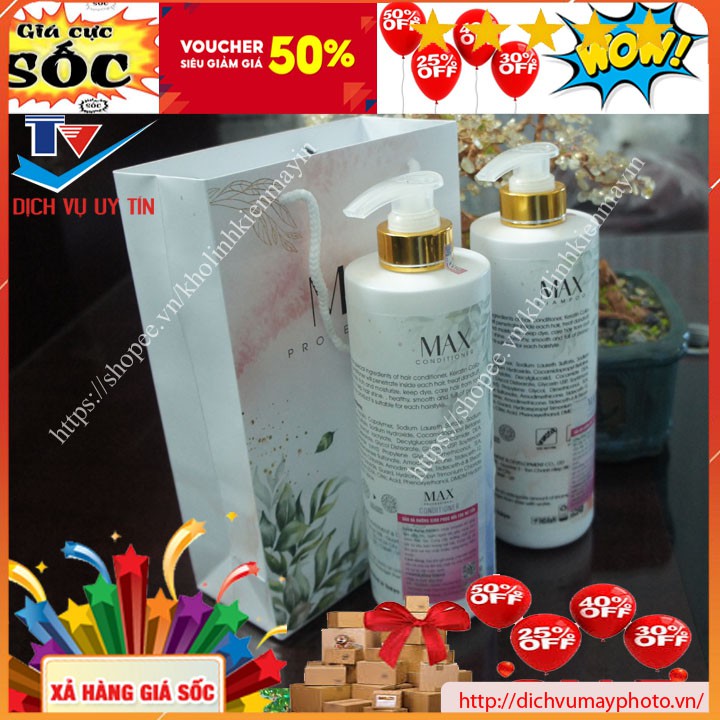 Cặp dầu gội dầu xả MAX PROFESSIONAL dưỡng sinh phục hồi tốc hư tổn thơm 800ml