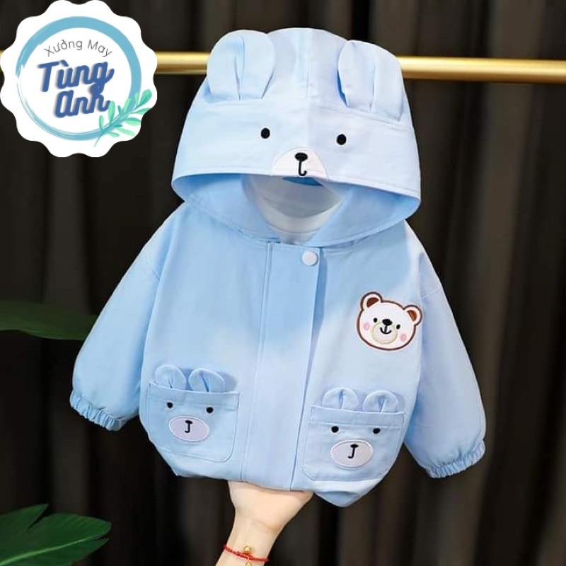 Áo khoác cho bé. áo khoác gió tai thỏ dễ thương cho bé từ 6 -15kg