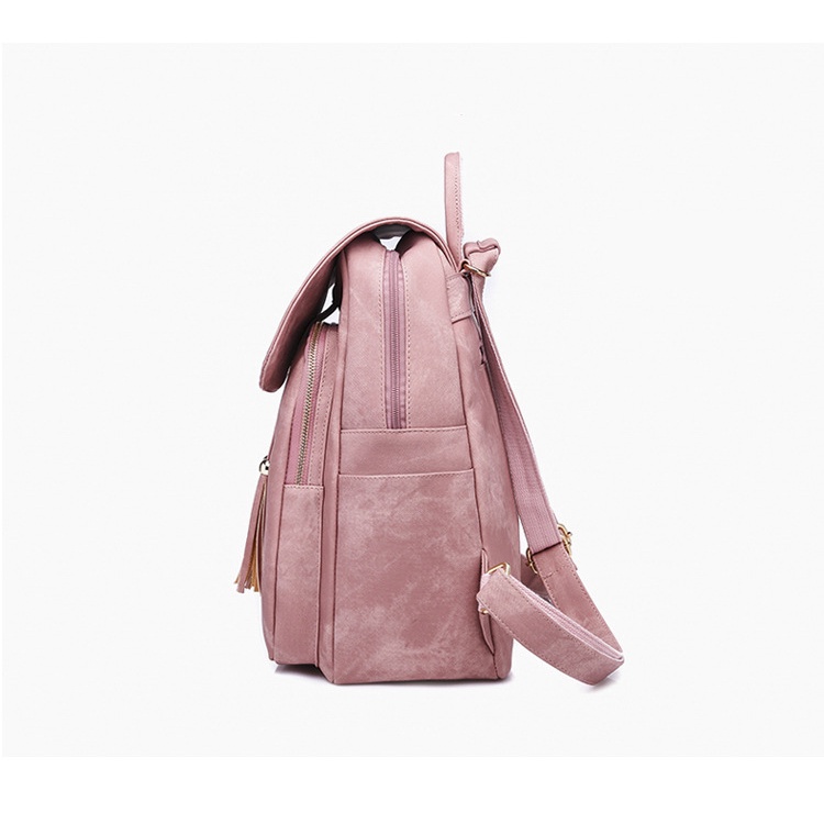 Ba lô da CHUWANGLIN phối tua rua thời trang cao cấp cho nữ