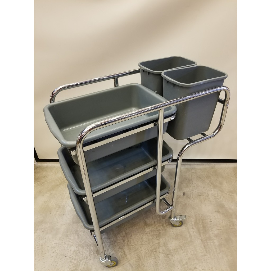 Xe thu dọn bát đĩa, xe thu gọn thức ăn khung inox 304 khóa bánh chống trượt GIÁ ƯU ĐÃI