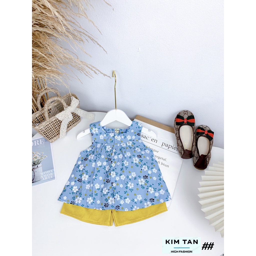 Bộ quần áo Hoa Nhí  ⚡FREESHIP⚡ Chất Thô Đũi Cho Bé Gái Thoải Mái, Thoáng Mát Ngày Hè