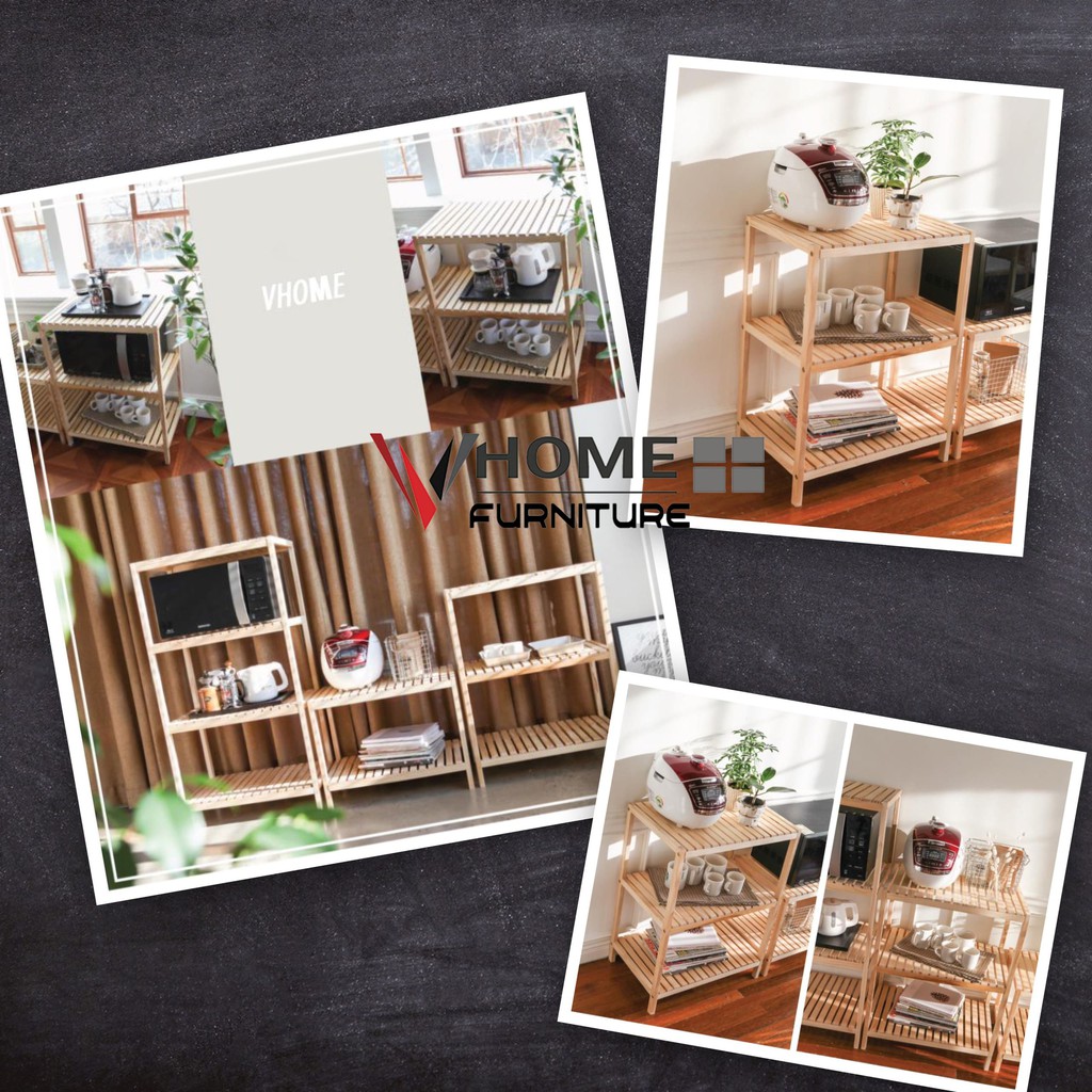 Kệ Để Lò Vi Sóng Đa Năng Gỗ Thông 3 Tầng VHOME Furniture Oven Rack 3F Nội Thất Lắp Ráp | BigBuy360 - bigbuy360.vn