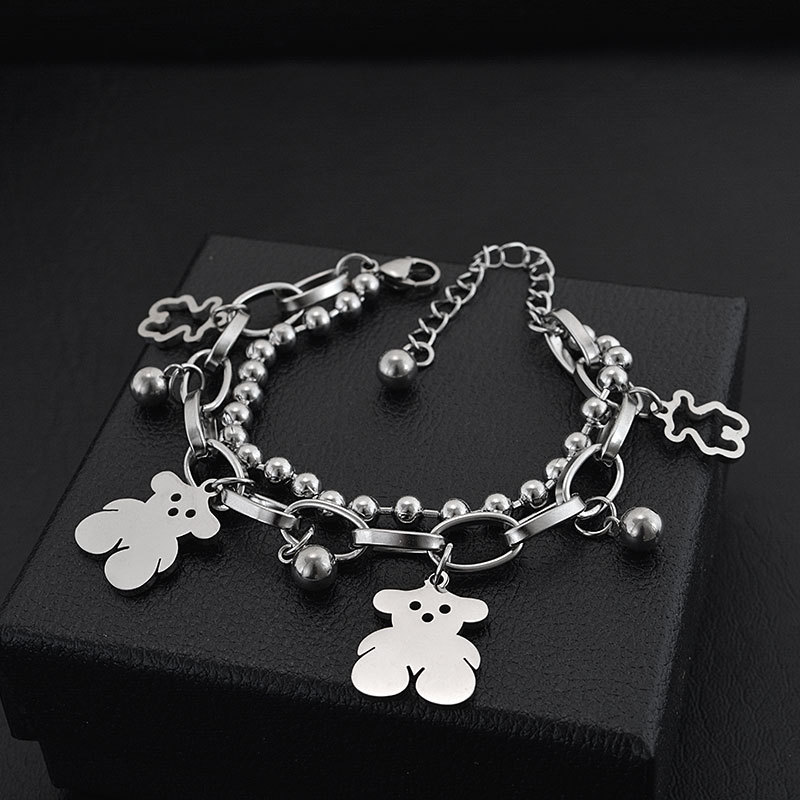 Vòng Tay Nhiều Lớp Mặt Hình Gấu Dễ Thương Cho Nam Và Nữ