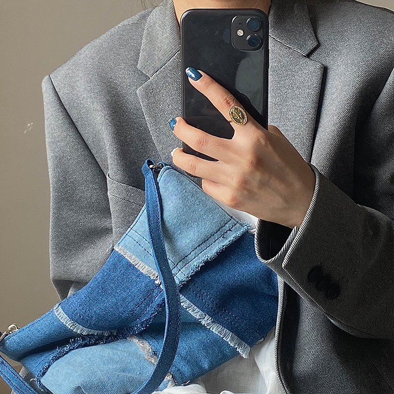 Túi đeo vai vải denim xinh xắn dành cho nữ 2020