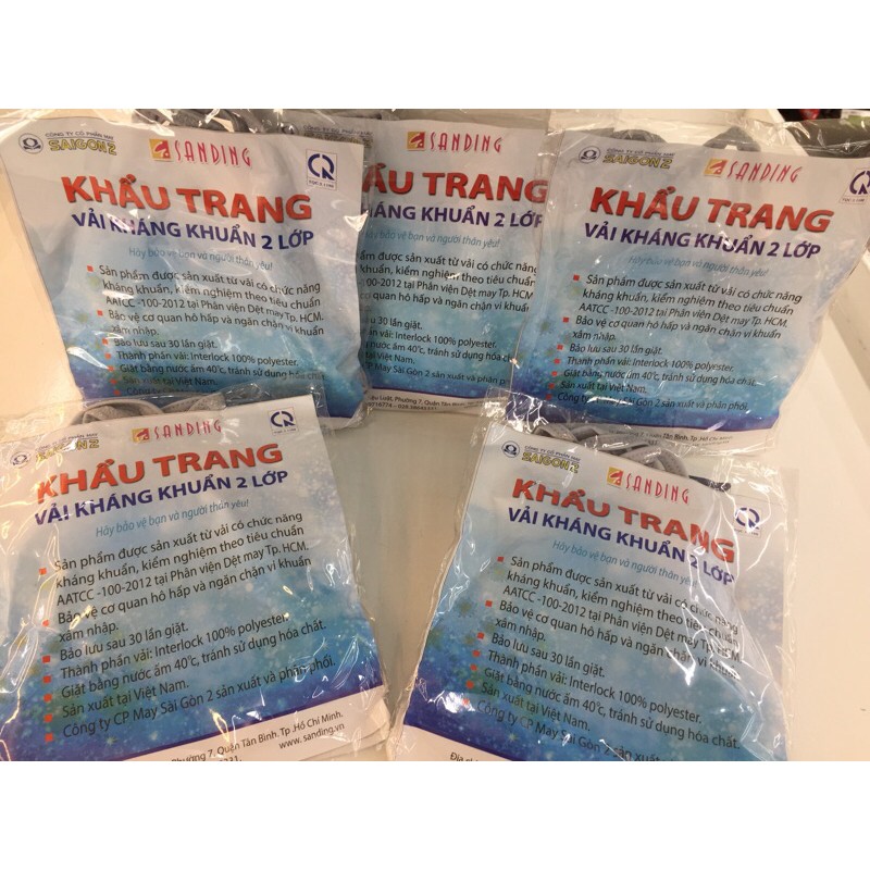 Khẩu trang kháng khuẩn vải 2 cái 2 lop  SanDing | BigBuy360 - bigbuy360.vn