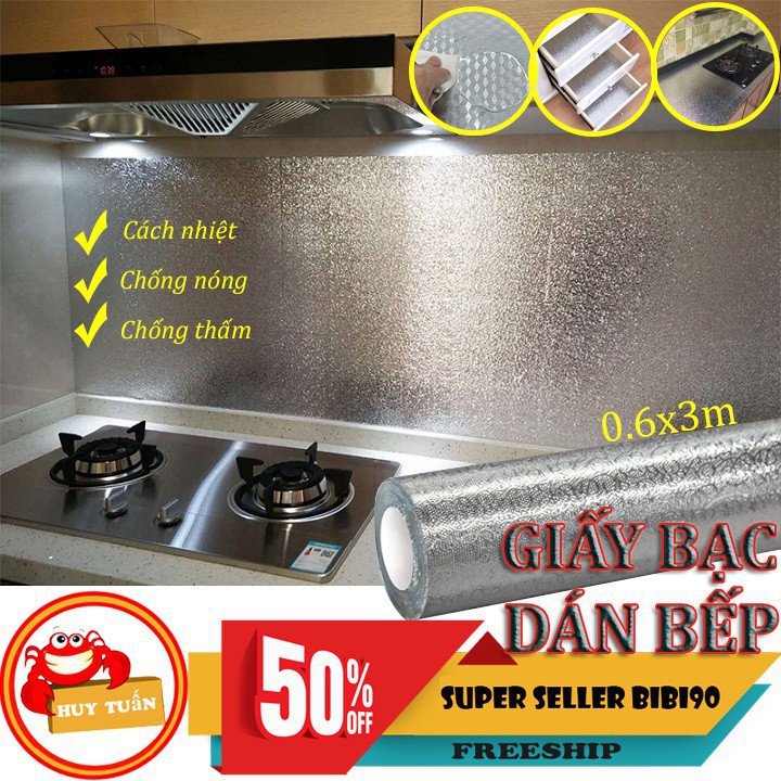 [COMBO 2 CUỘN] GIẤY BẠC DÁN NHÀ BẾP cách nhiệt chống thấm bền đẹp [GIAO NHANH 2H]