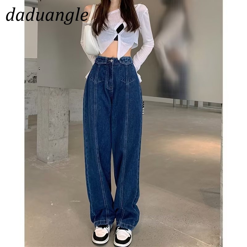 Quần jean Daduhey lưng cao dáng rộng thời trang phong cách Hàn Quốc cho nữ plus size
