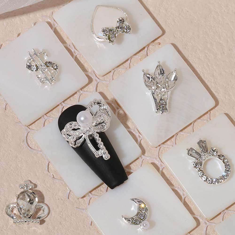 Hộp Phụ Kiện Nơ Trang Trí Móng Tay Nghệ Thuật|Phụ Kiện Trang Trí Móng Tay Hình Vương Miện 3D Lấp Lánh Thời Trang Nhật Bản