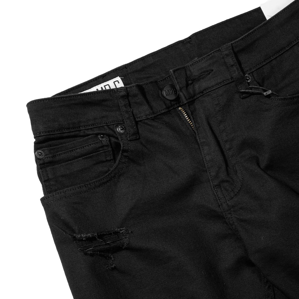 Quần short jean nam đen rách MRC S174 chất cotton cao cấp, form ôm vừa vặn, tôn dáng, trẻ trung - MENFIT