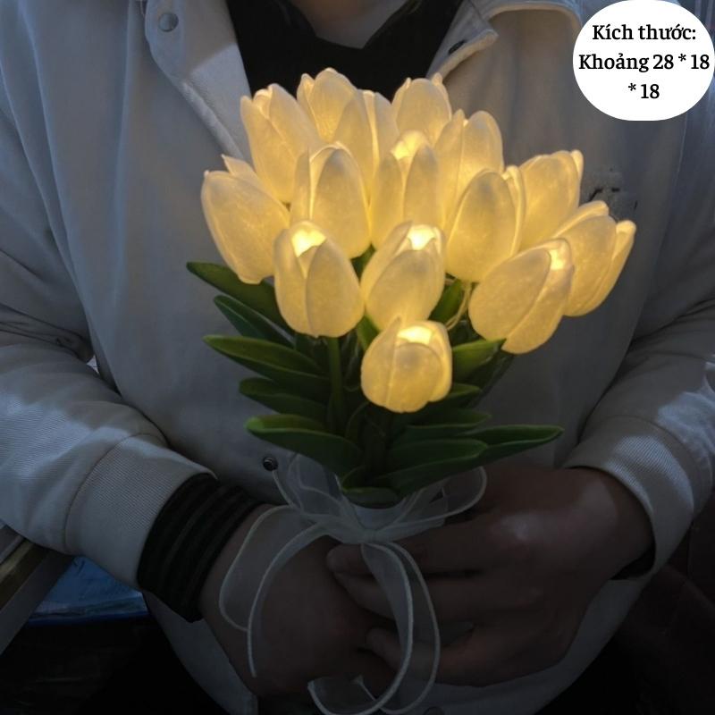 Bó 10 cành hoa tuylip đèn led phát sáng hoa lụa giả trang trí phòng Xiaomimi.vn D4.036.HO