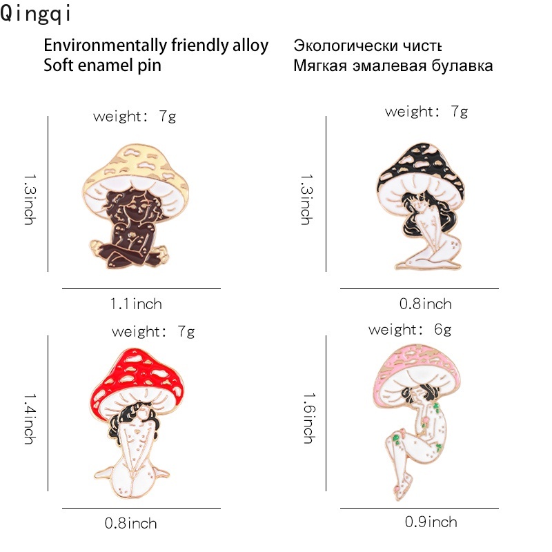 Ghim cài áo Miss Zoe hình cây nấm và cô gái dễ thương