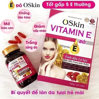 Vitamin E Đỏ Oskin-Giúp hạn chế lão hóa da, hỗ trợ làm đẹp da, chống lão hóa da, nhăn da, khô da, sạm da