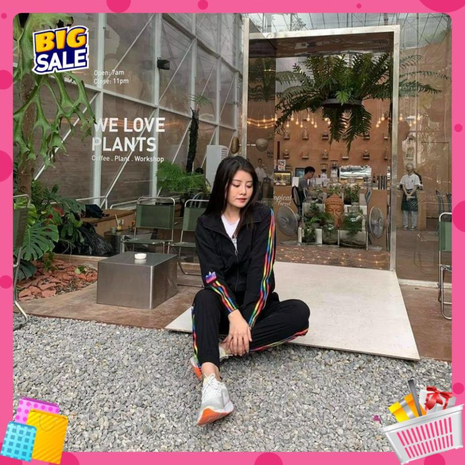 [Size S,M- mẫu viền 7 màu] Bộ quần áo thể thao nữ thu đông nỉ da cá loại 1 nhãn hiệu DAS