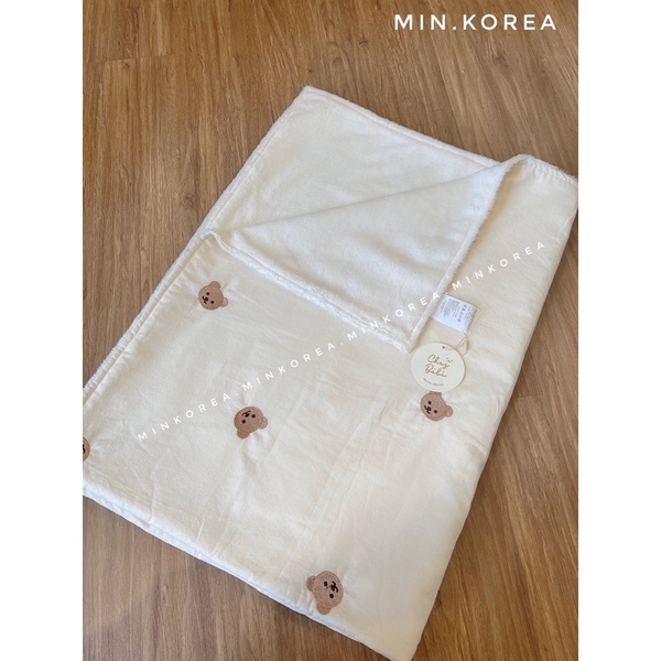 CHĂN GẤU CHEZBEBE 1 MẶT COTTON THÊU HỌA TIẾT 1 MẶT BÔNG MỊN - Made In Korea