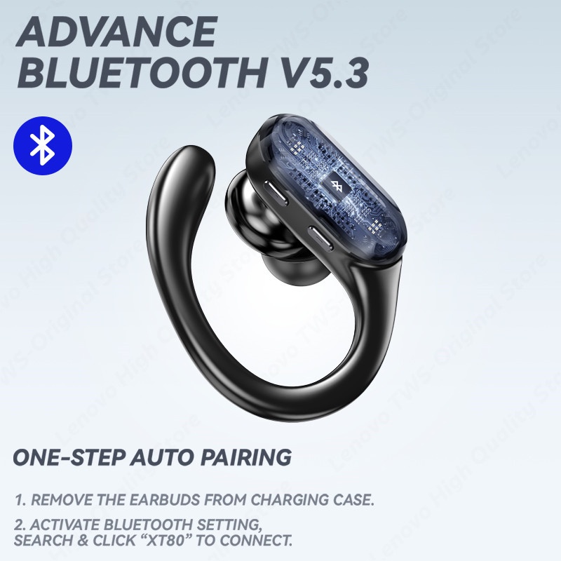Tai Nghe Bluetooth 5.3 Không Dây Chống Mồ Hôi Có Đèn LED Kỹ Thuật Số Cho Lenovo XT80 TWS