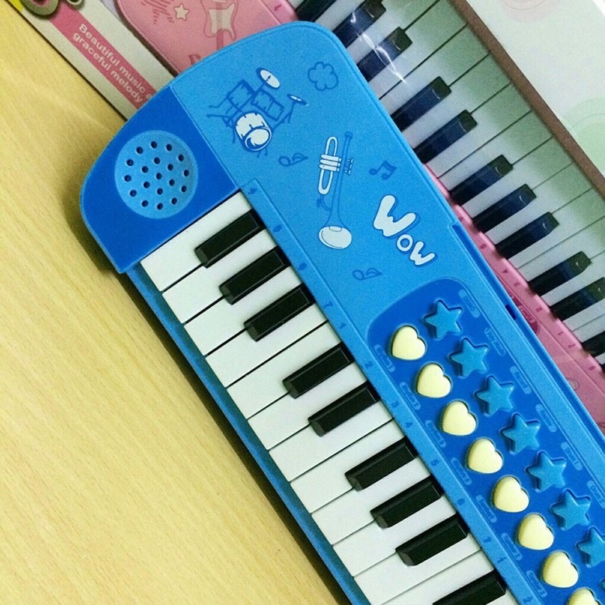 Đàn Organ điện tử có mic cho bé tập tập làm nhạc sĩ, đồ chơi đàn Organ phát nhạc nhiều giai điệu, có 2 màu xanh và hồng
