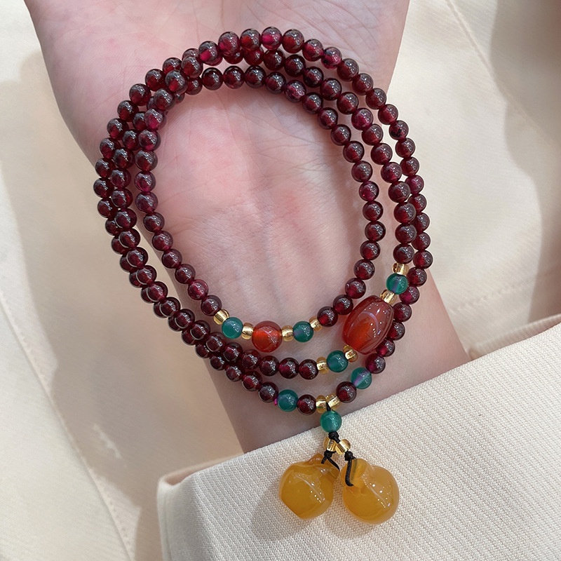 [Hàng Mới Về] Vòng Đeo Tay Ba Vòng Phong Cách Retro Đơn Giản Mặt Quả Táo